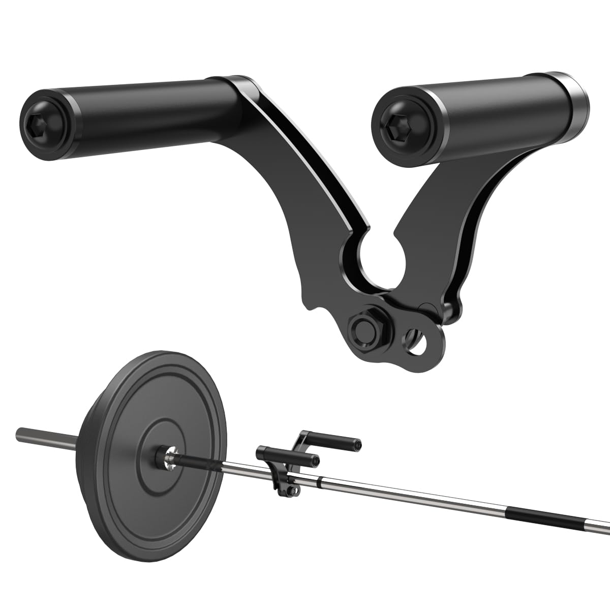 AimiDream Double D Row,V Bar Landmine Handle Attachment for Barbell Bar, Handle Cable Attachment for Weight Workout with Non-Slip Rubber Handle, Fits Olympic Bars Strength Training Bars,Black