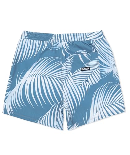 Hurley Men's 4-Way Stretch Boardshorts with Compression Liner - Large Grey Teal Leaf Print