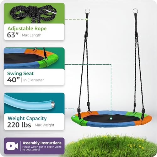 Sorbus Saucer Swing for Kids - 40 Inch Tree Glider with Adjustable Ropes