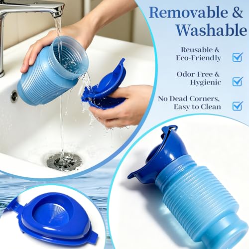 750ml Portable Emergency Urinal - Blue Shrinkable Toilet for Travel
