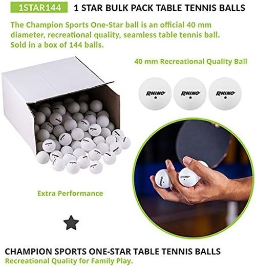 Champion Sports Ping Pong Balls - Durable 40mm ABS Plastic for Training & Recreational Play | Various Packs & Colors