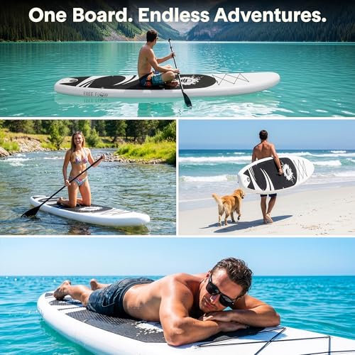 10'6" Inflatable Stand Up Paddle Board with Premium Accessories - Black and Gray