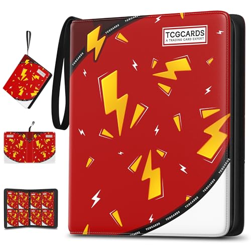 Luporia Red 400-Capacity 3-Ring Trading Card Binder with 50 Removable Sleeves
