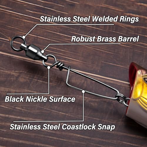 Fishing Snap Swivels - High Strength Ball Bearing - 49LB, 10pcs