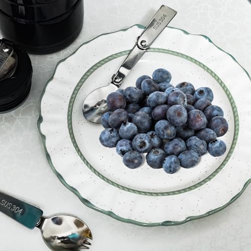 Foldable Stainless Steel Spoon and Fork Set - Portable for Food Jars