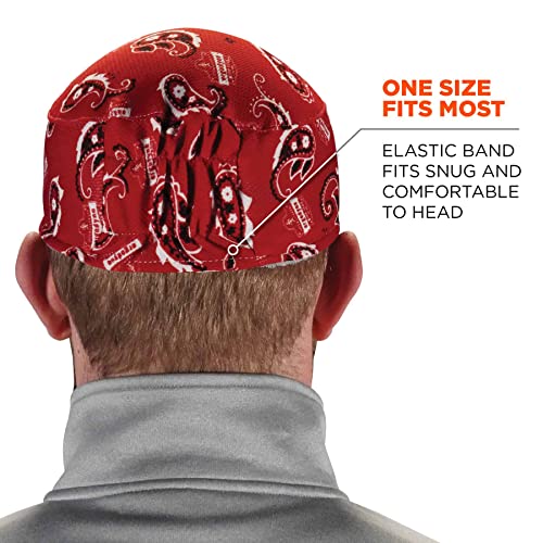 Chill-Its 6630 Skull Cap - Red Western, Terry Cloth Sweatband