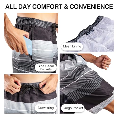 Men's Quick-Dry Swim Trunks with Cargo Pockets - XX-Large Echelon Black