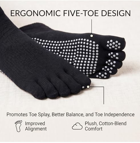 Pilates Grip Socks for Women - Non Slip, 2 Pairs Dark Purple & Rose