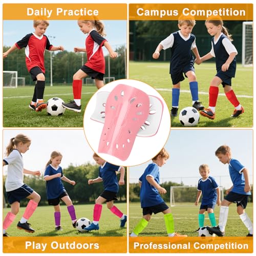 Lightweight Soccer Shin Guards for Kids - 2 Pairs Dust Pink & Purple