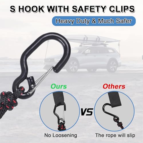 EXVITAL 4pcs 1/4"×12' Kayak Rope Tie Down Ratchet Straps - Black, Heavy Duty