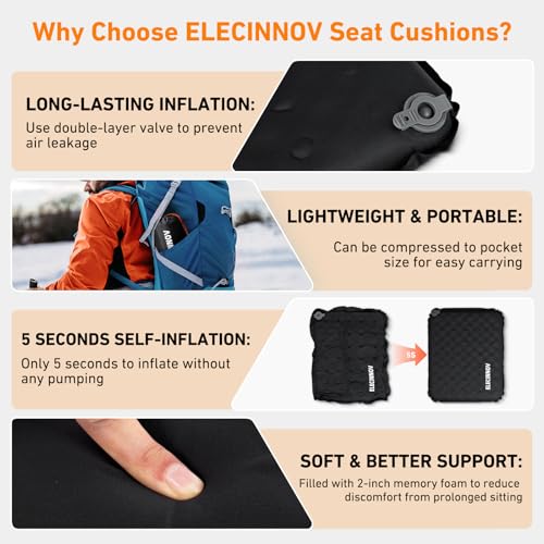 Self-Inflating Stadium Seat Cushion - Lightweight Portable Comfort
