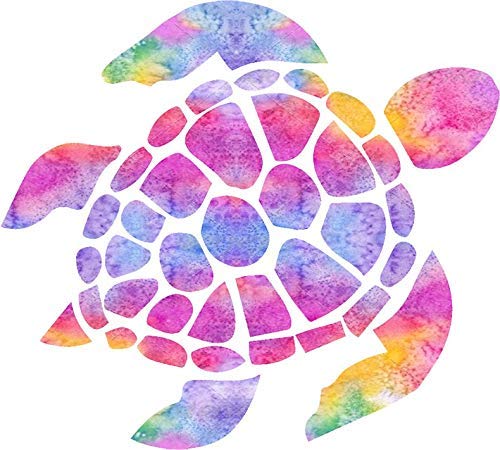 Sea Turtle Watercolor Rainbow Vinyl Sticker Decal - 5 Inch Waterproof