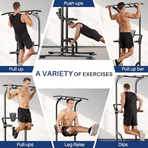 Power Tower Dip Station for Home Gym - Adjustable Height, Black-02