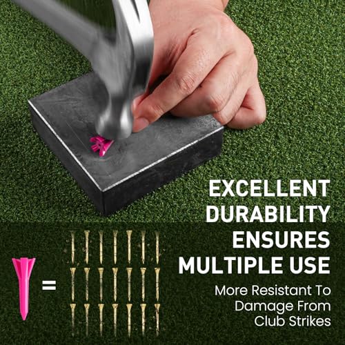 Short Golf Tees - 5 Prong Design, 1 1/2 Inch, Pink, 50pcs