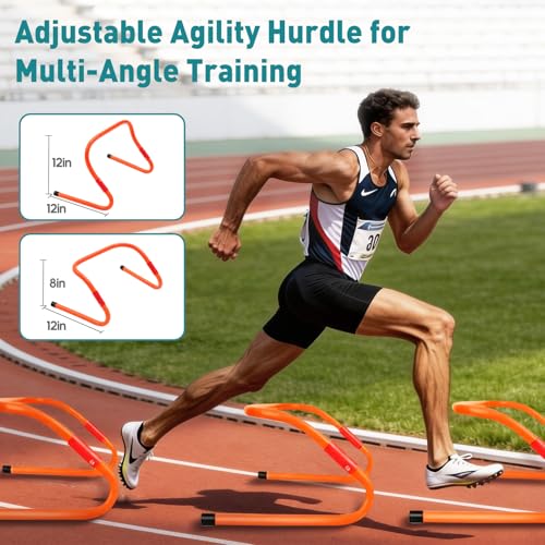 Agility Training Equipment Set - 20ft Ladder, Hurdles, Cones, Parachute & Jump Rope - Classic Orange