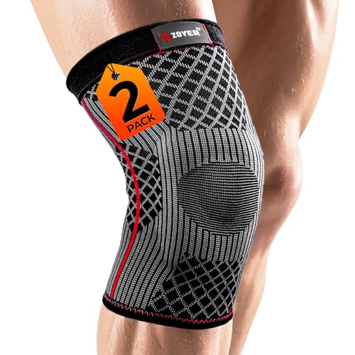 ZOYER Medium Knee Support Brace with Gel Patella Pad, 2 Pack for Men & Women
