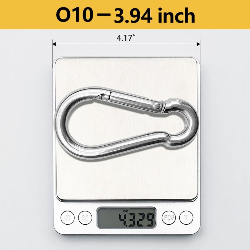 ThreeLeaves 4 Inch Carabiner Stainless Steel for Boat. Large Carabiner Clips Heavy Duty. Stainless Steel Spring Snaps Hooks for Boat. (4 Pack)