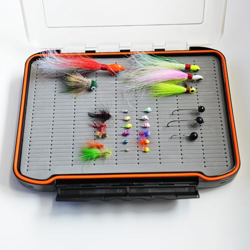 Alichino Extra Large Fly Box for Fly Files Two-Sided Waterproof Nymphs & Streamers 11.8 x 8.4 x 2.2 in Grey Foam Insert C