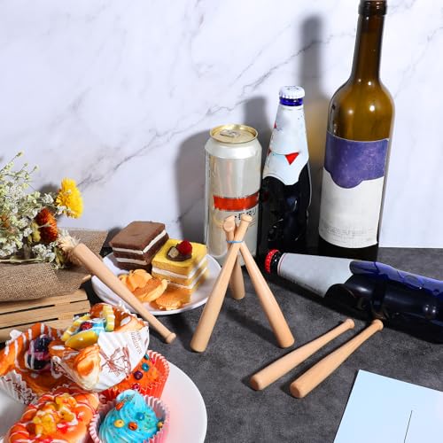 Mini Wooden Baseball Bats - 6 Inch Unfinished Craft Set (6 Pcs)