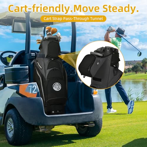 Golf Cart Bag - 14 Way Molded Lock Top with Full-Length Dividers - Grey and Black