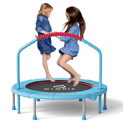 38'' Blue Folding Trampoline - Max Load 220lbs with Adjustable Handle