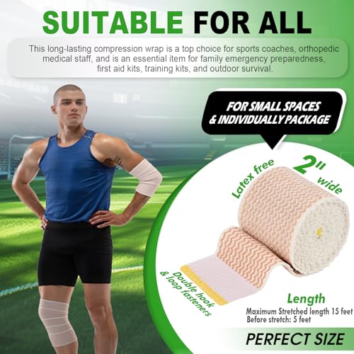 2-Inch Elastic Bandage Wrap - 2 Pack | Compression Support for Legs, Ankle, Knee, Tummy
