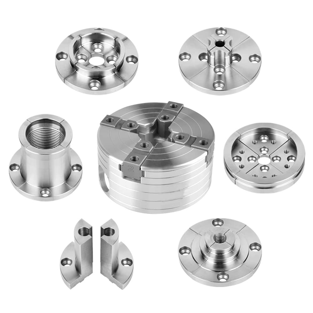 NAGU 1" X 8TPI Direct Thread Wood Turning Chuck with 2"Jaw Set and Woodscrew and T-Bar Wrench 3-3/4" Wood Turning Chuck with 2"Jaw Set