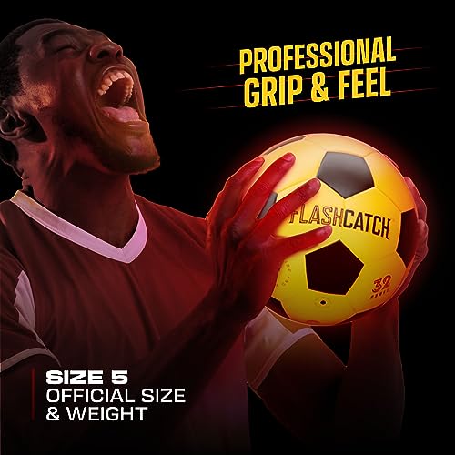 FlashCatch Light-Up Soccer Ball Size 5 Glow in the Dark Official US