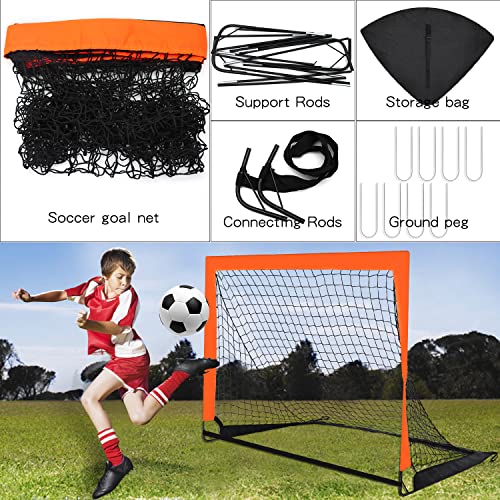 Portable 2 Pack 4' x 3' Kid Soccer Goals for Backyard & Indoor Use
