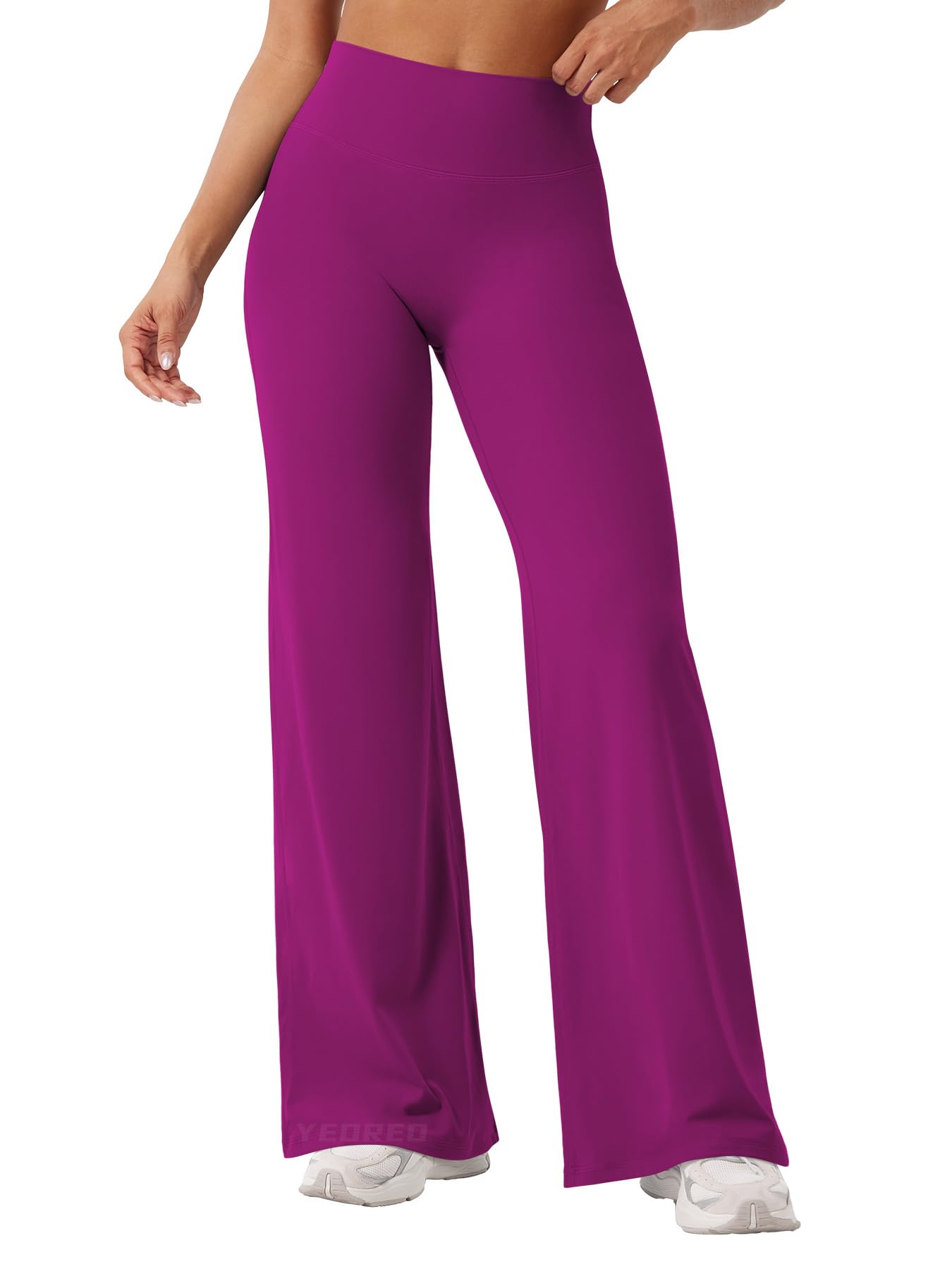 YEOREO Workout Leggings Womens No Front Seam Straight Leggings 31.5" High Waist Buttery Eddiy Gym Yoga Pants Rose Purple XL