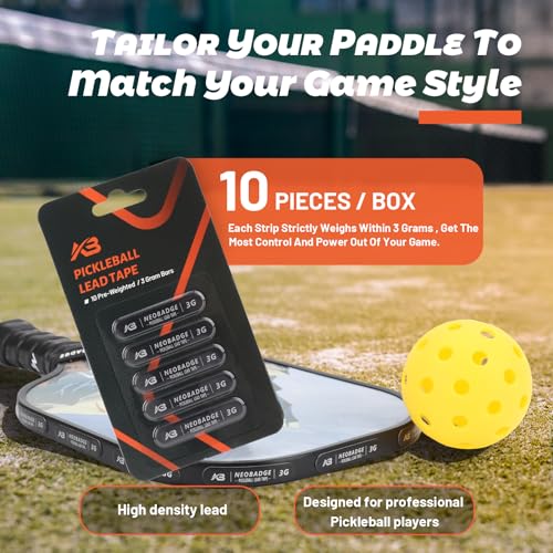 Lead Tape for Pickleball Paddles - Pre-Cut 3g Strips, Black