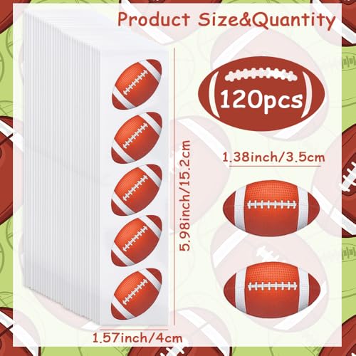 120 Pcs Football Stickers - Vinyl Sport Theme Party Favors & Decals