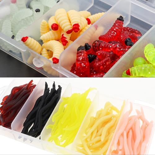 250pcs Soft Plastic Fishing Worms Lures - Realistic Bait for All Fish