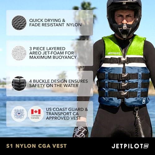 Jetpilot S1 Coast Guard Approved Life Vest PFD - Large-X-Large Neon Nylon