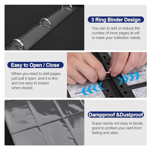 Trading Card Binder – 720 Capacity Zippered Holder with 9 Pockets