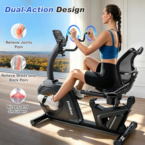 Recumbent Exercise Bike with Arm Exerciser - Dull Black Wood Grain