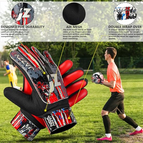 Youth Soccer Goalie Gloves - Size 4 for Ages 6-9 - Red1