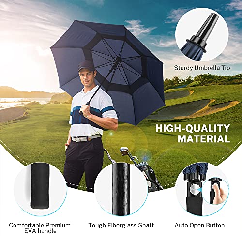 Gonex Navy 68-Inch Windproof UV Protection Golf Umbrella with Auto Open
