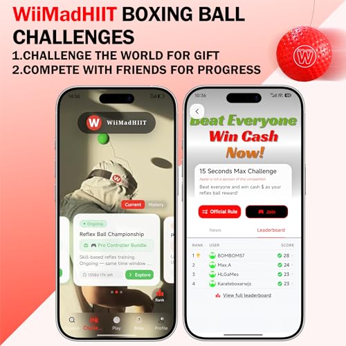 Boxing Reflex Ball with Punch Counter App - Red