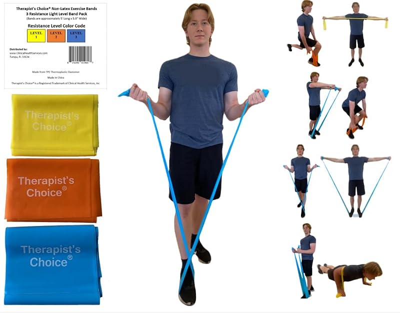 Non-Latex Resistance Bands Set - 3 Pack for Exercise & Rehab