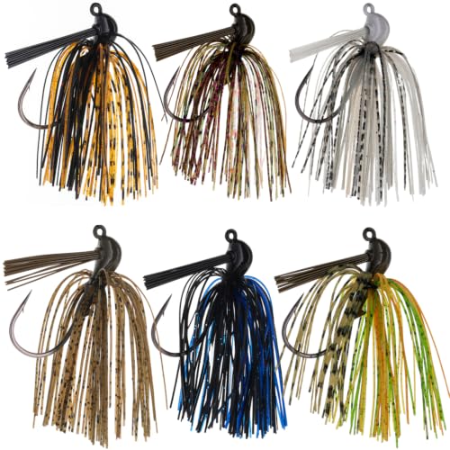 Reaction Tackle Flipping Jigs 6-Pack for Bass & Heavy Cover Fishing - Weedless Silicone Skirt, 1/2 Oz