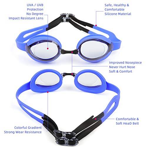 Kids Swim Goggles - Anti-Fog UV Protection - Blue