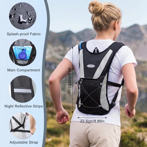 Hydration Vest Backpack - Lightweight Insulated 2L Bladder - Black