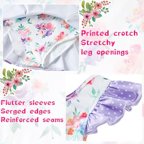 Girls Ballet Leotard Dance Dress with Ruffle Sleeve - 4-5T Purple Flower