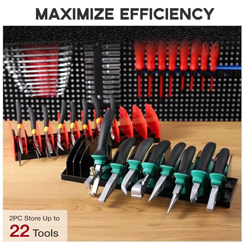 2 PCS Plier Organizer Black Pliers Holder With Adjustable Dividers Non-Slip Rubber Base for Customizable Versatile Plier Set Storage Rack