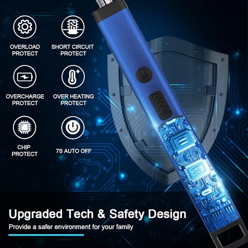 Rechargeable USB Arc Candle Lighter with LED Light - Blue
