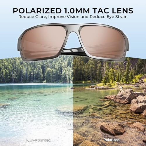Polarized Fishing Sunglasses - Gloss Metallic Gun Frame, Copper-Silver Mirror