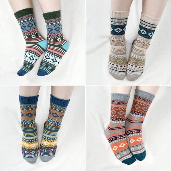 Women's Warm Fuzzy Socks - Cozy Thermal Winter Hosiery - Multicolor 07