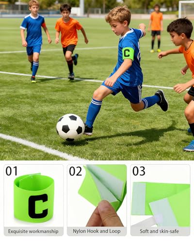 Captain's Armband Set - 6 Green Soccer & Rugby Armbands