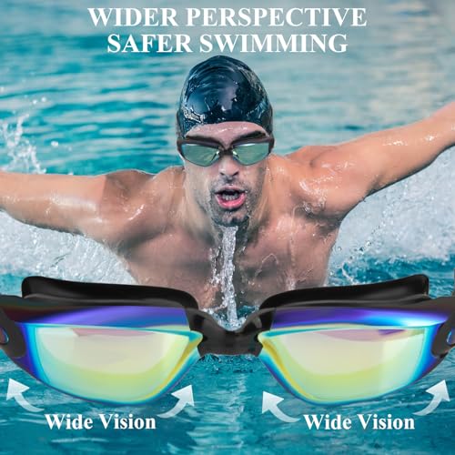 Swim Goggles, Swimming Goggles with Ear Plugs for Adult Men Women